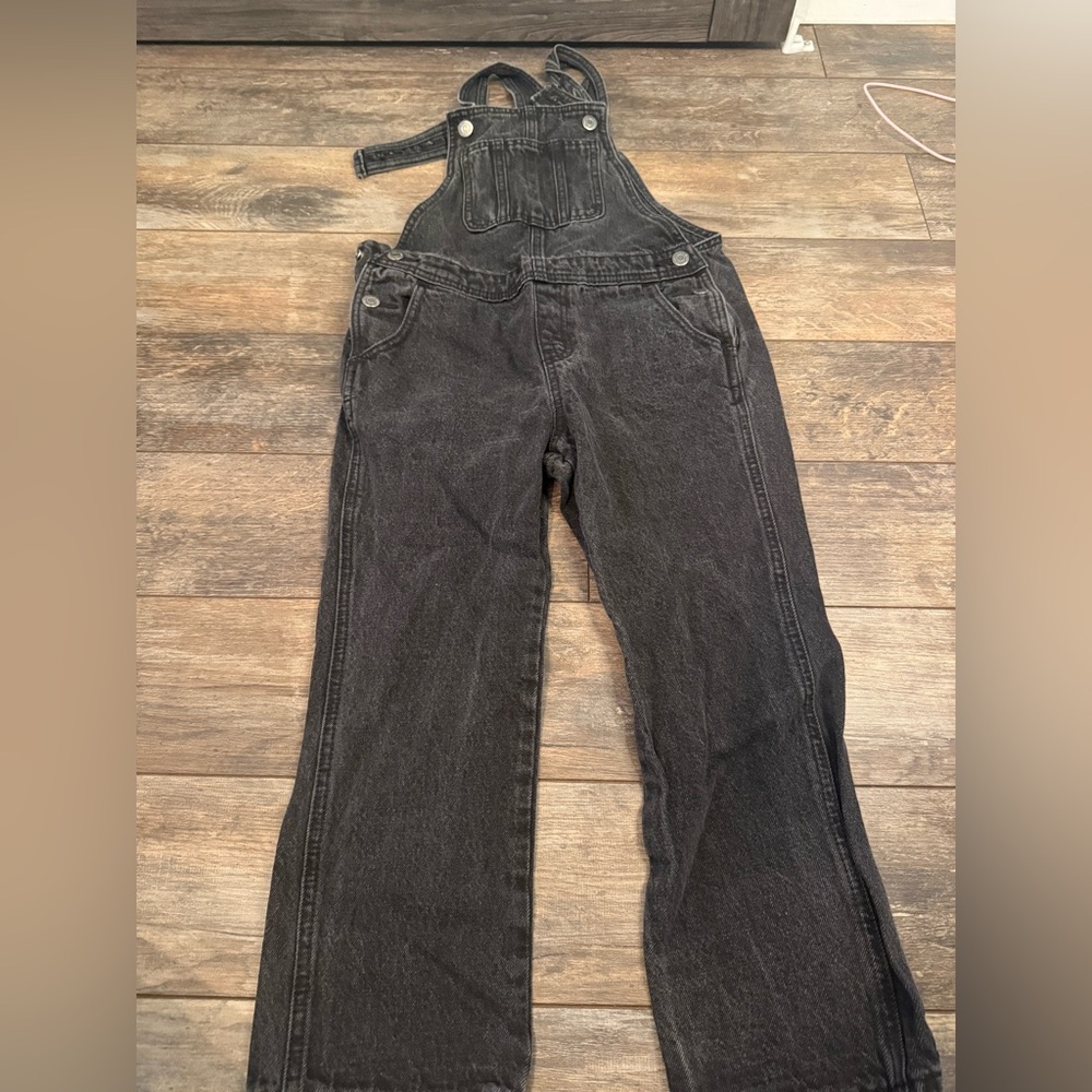 Girls M (8) Black Denim Overalls
